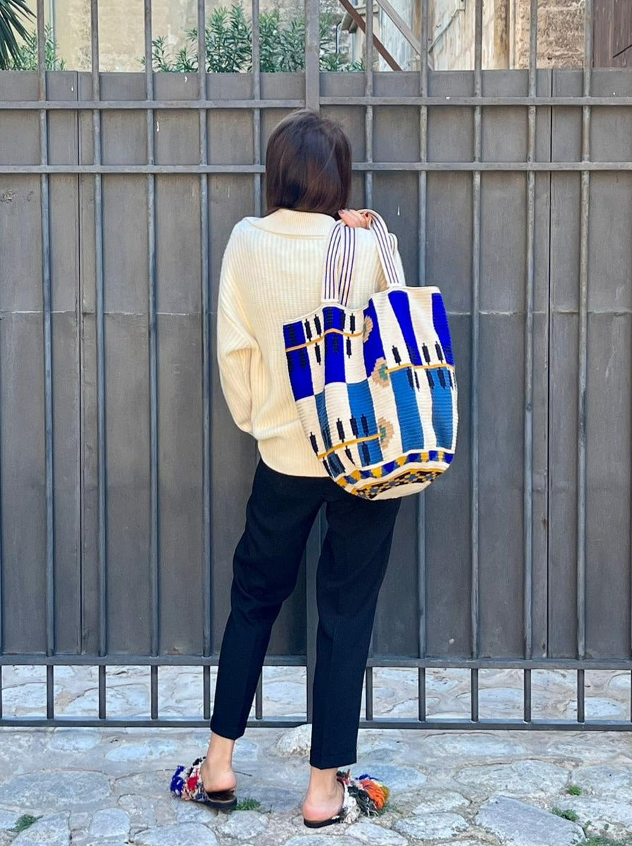 Handmade Wayuu Tote Bag Blue & Royal