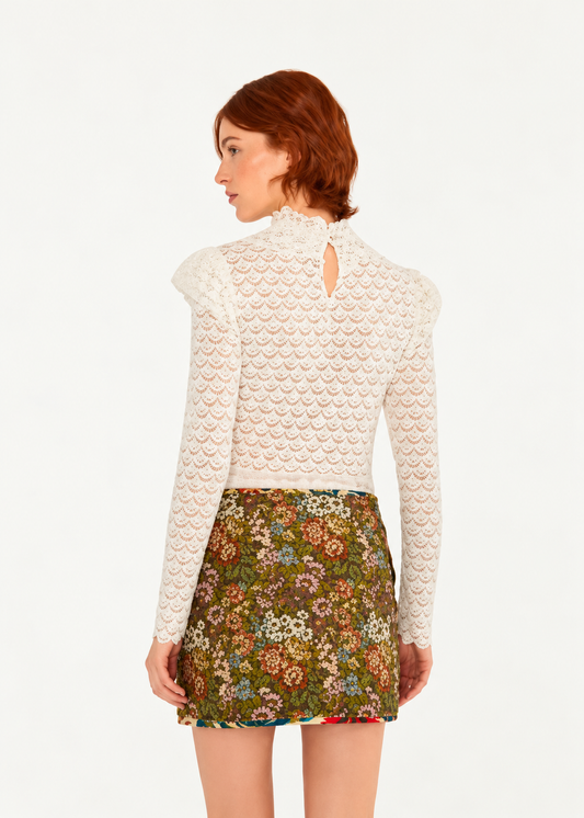Farm Rio Reversible Floral Jacquard Mini Skirt