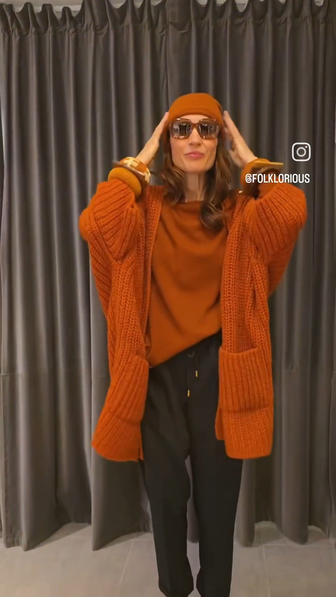 Oversized Knit Coat Rust