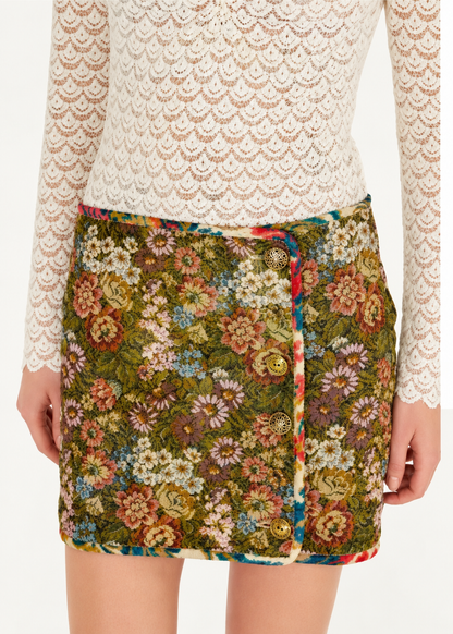 Farm Rio Reversible Floral Jacquard Mini Skirt