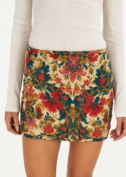 Farm Rio Reversible Floral Jacquard Mini Skirt