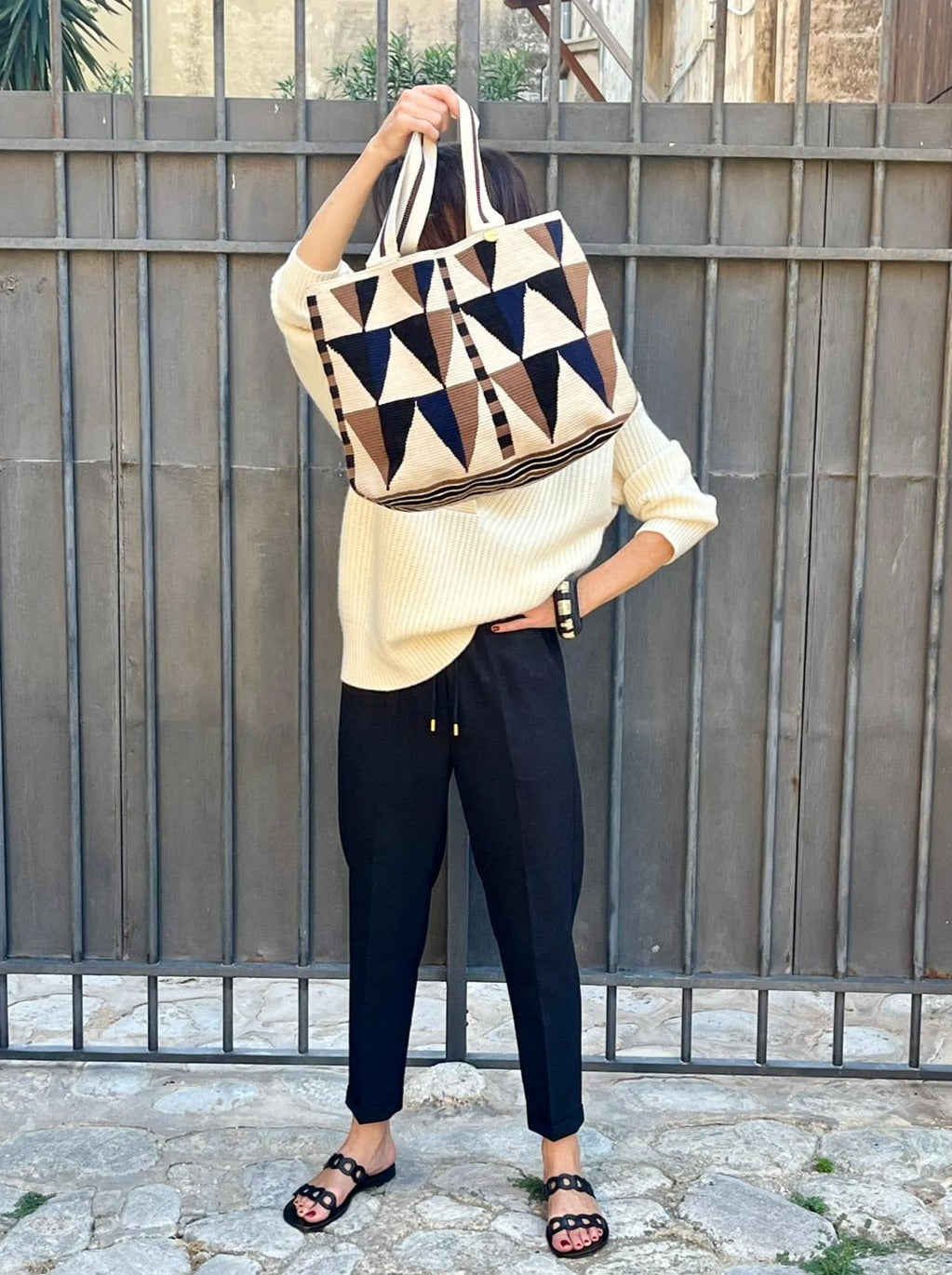 Handmade Wayuu Shopping Bag Brown & Beige