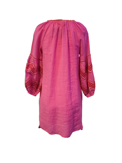 Benaras Short Dress Fucshia Red Pink