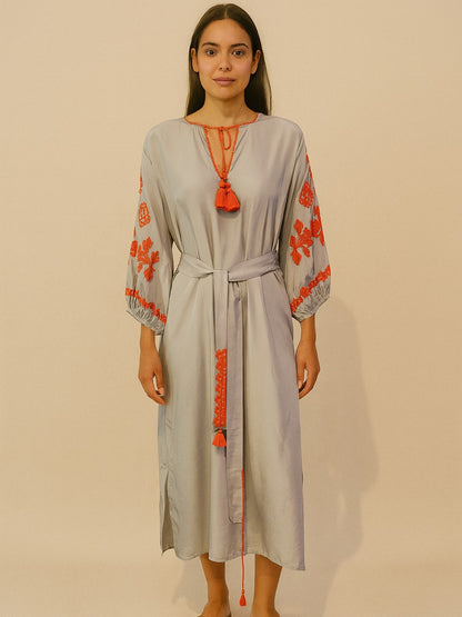 Valentina Silk Dress in Frosted Ice