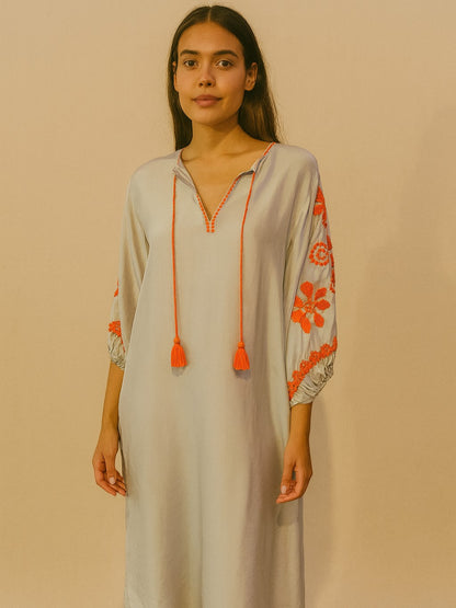 Valentina Silk Dress in Frosted Ice