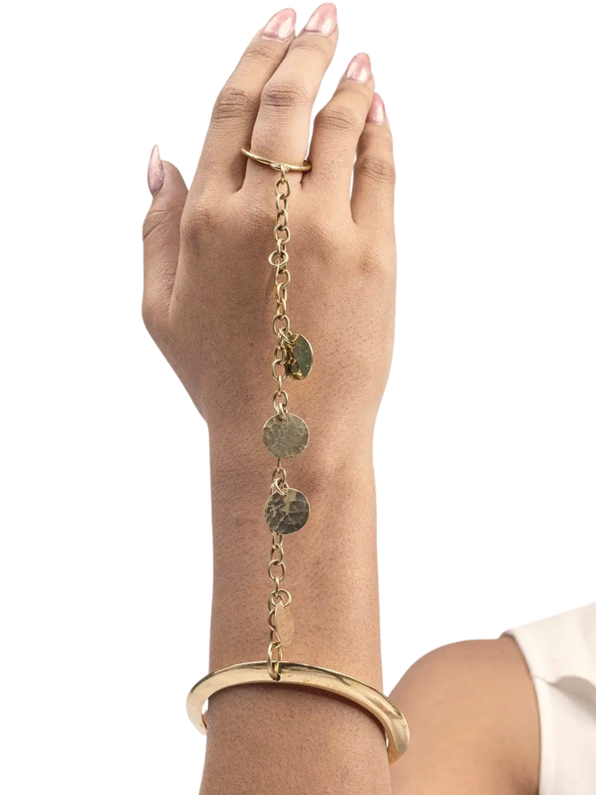gold-toned hand chain bracelet 