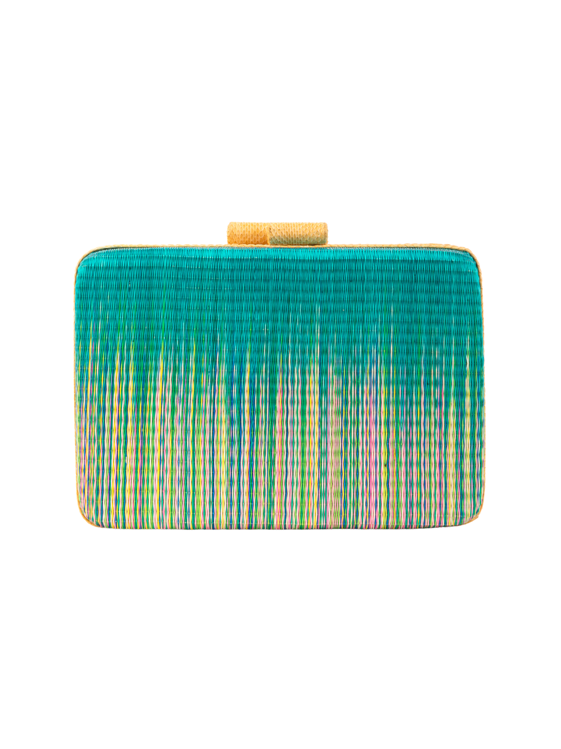 Teal clutch with gold accents