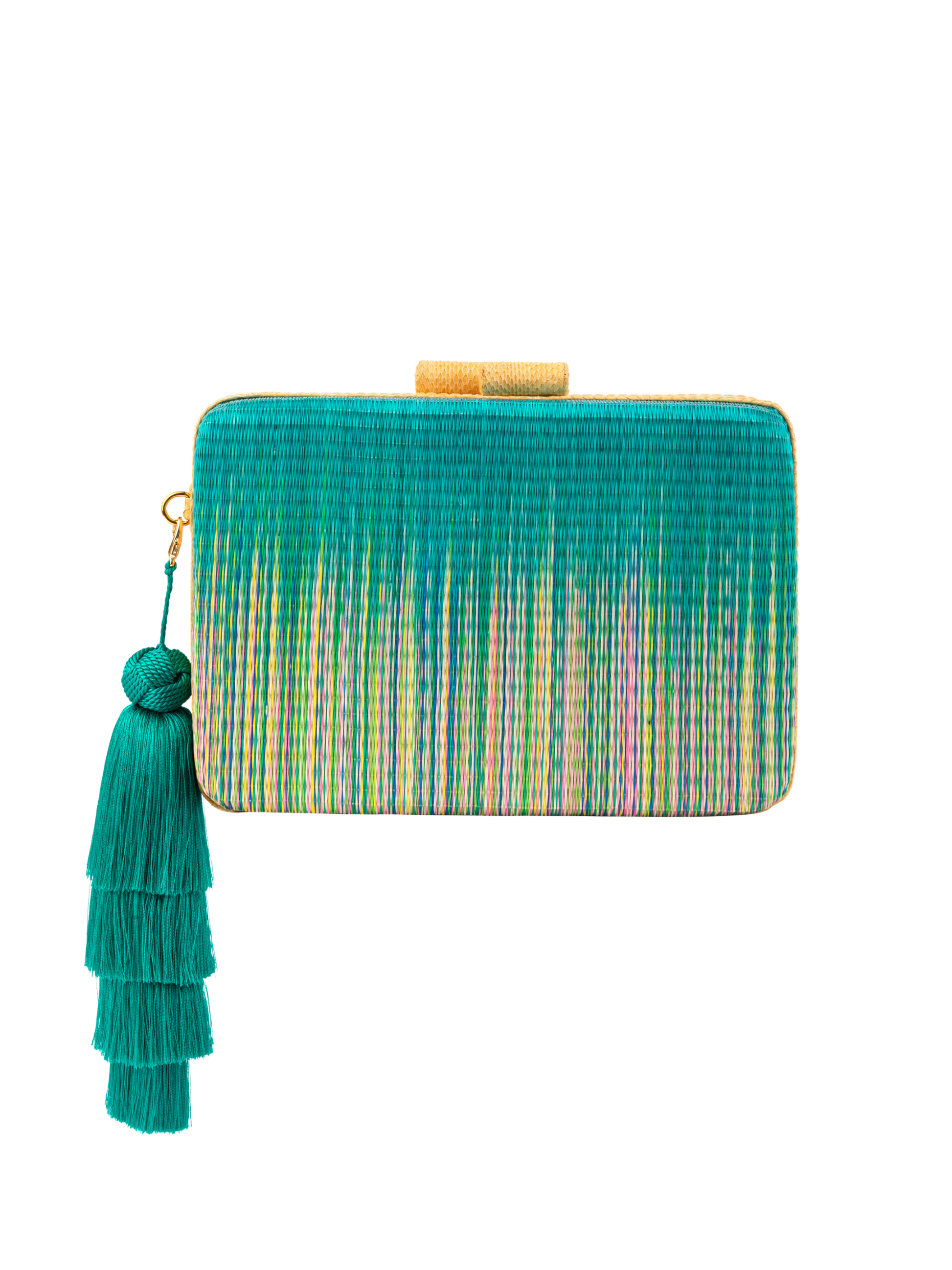 Green clutch bag with tassel 