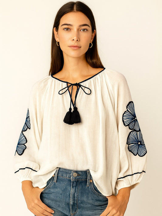 Stripe Flower Top