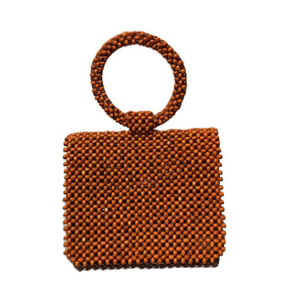 Wood Beads Boxed Clutch
