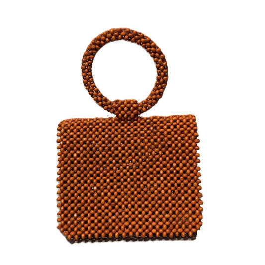 Wood Beads Boxed Clutch