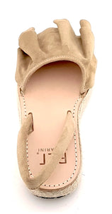 Mambo platform abarca sandals with caramel suede ruffle