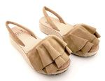 Load image into Gallery viewer, Mambo platform abarca sandals with caramel suede ruffle
