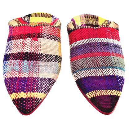 Upcycled Babouches from Vintage Moroccan blankets Multicolor Plaid
