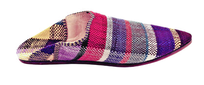 Upcycled Babouches from Vintage Moroccan blankets Multicolor Plaid