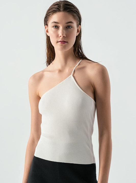 Ribbed Shoulder-less Top