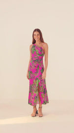Load and play video in Gallery viewer, Pink Leaves Midi Dress
