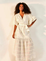 Load image into Gallery viewer, Off-White Embroidered Trim Midi Dress
