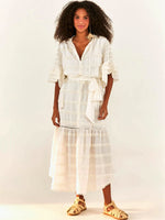 Load image into Gallery viewer, Off-White Embroidered Trim Midi Dress
