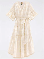 Load image into Gallery viewer, Off-White Embroidered Trim Midi Dress
