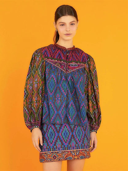 Blue Tapestry Scarf Mini Skirt