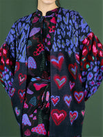 Load image into Gallery viewer, Ikat Dyed Hearts Navy Cardigan
