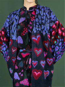 Ikat Dyed Hearts Navy Cardigan