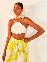 Load image into Gallery viewer, White Flower Crop Top
