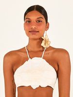 Load image into Gallery viewer, White Flower Crop Top
