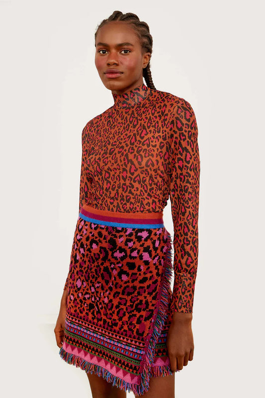 Leopard Pop Caramel Tulle Blouse