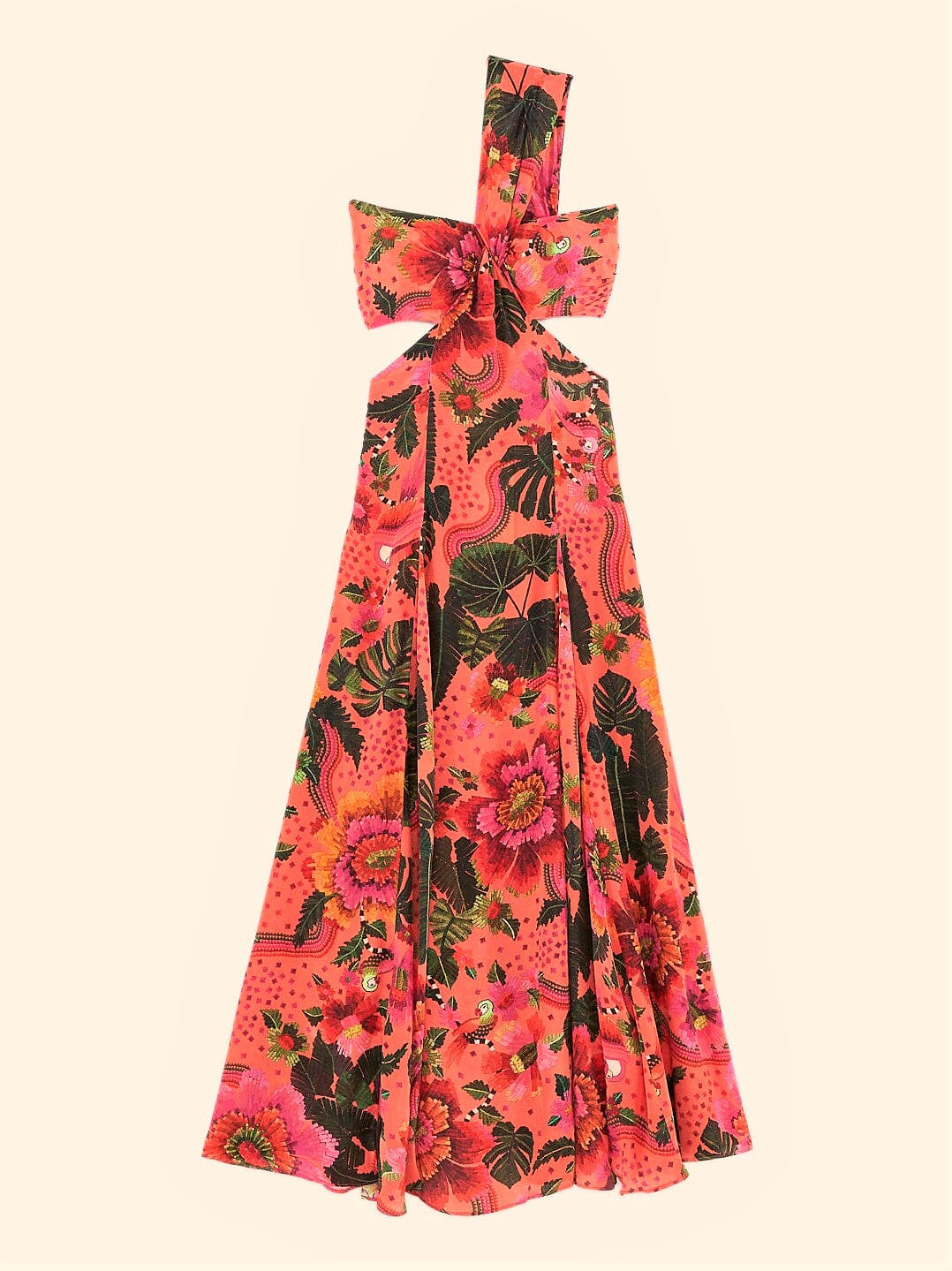 Orange Blooming Garden Maxi Dress