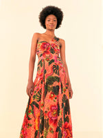 Load image into Gallery viewer, Orange Blooming Garden Maxi Dress

