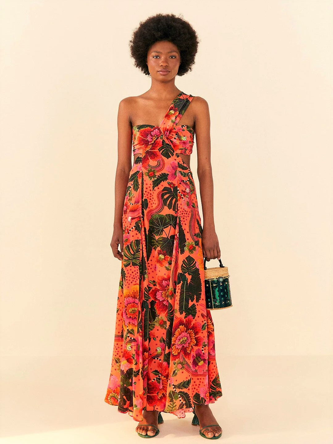 Fashion single printed sales chiffon maxi dress