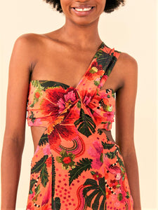 Orange Blooming Garden Maxi Dress