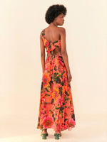 Load image into Gallery viewer, Orange Blooming Garden Maxi Dress
