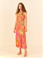 Load image into Gallery viewer, Orange Ombre Forest Midi Dress
