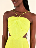 Load image into Gallery viewer, Lime Green Monstera Midi Dress
