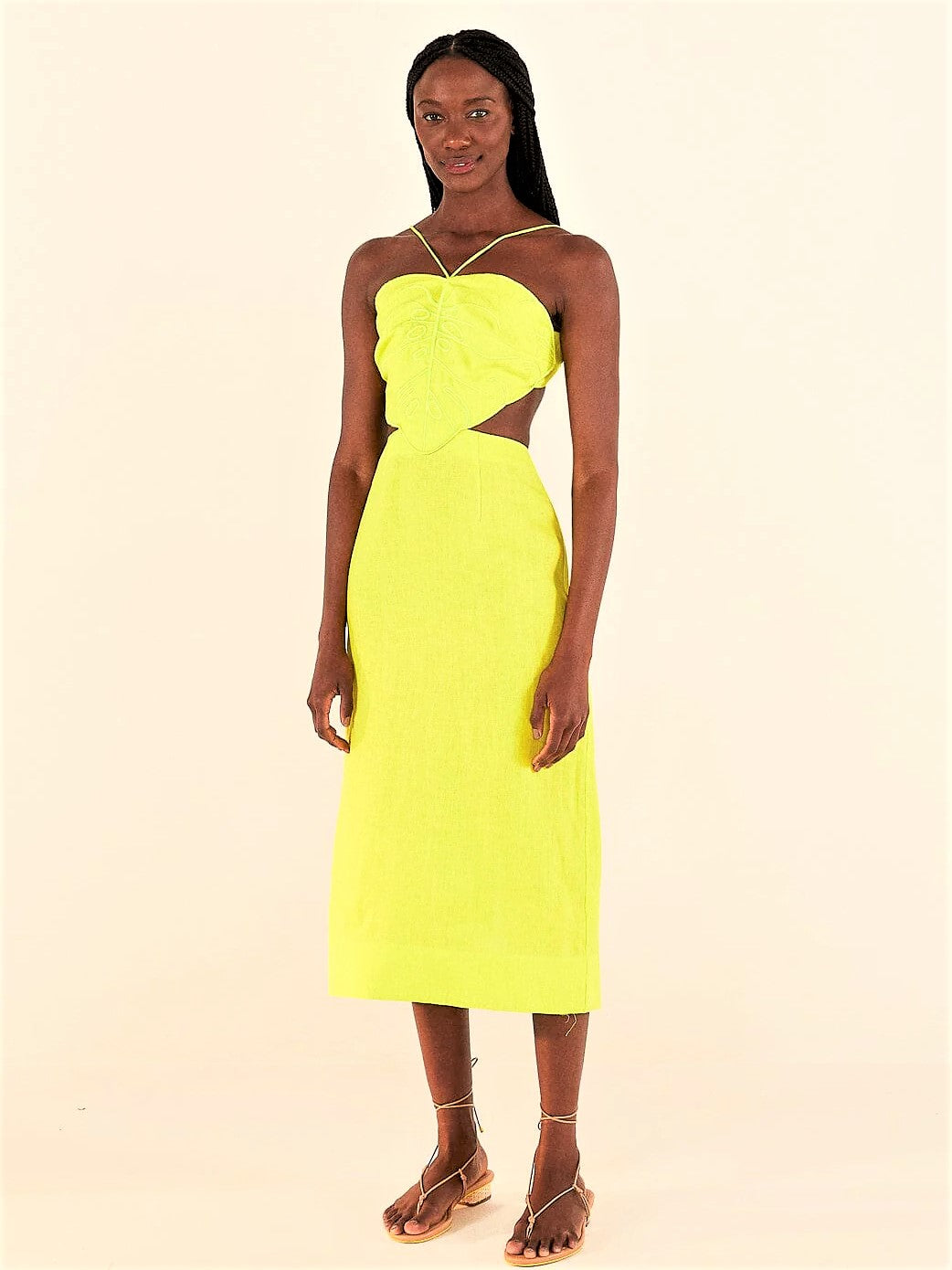 Lime Green Monstera Midi Dress