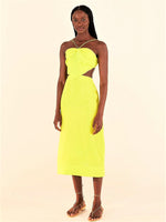 Load image into Gallery viewer, Lime Green Monstera Midi Dress
