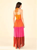Load image into Gallery viewer, Warm Color Blocking Maxi Dress
