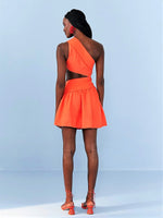 Load image into Gallery viewer, Orange One Shoulder Mini Dress
