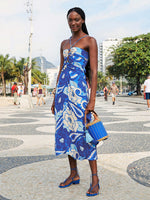 Load image into Gallery viewer, Tropical Groove Blue Midi Dress
