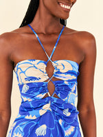 Load image into Gallery viewer, Tropical Groove Blue Midi Dress
