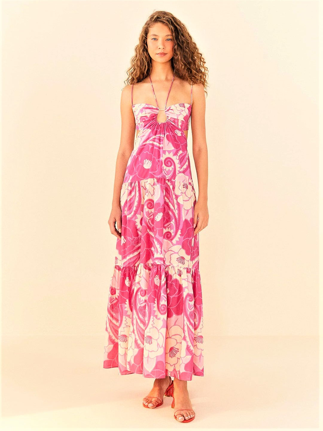 Pink Tropical Groove Maxi Dress