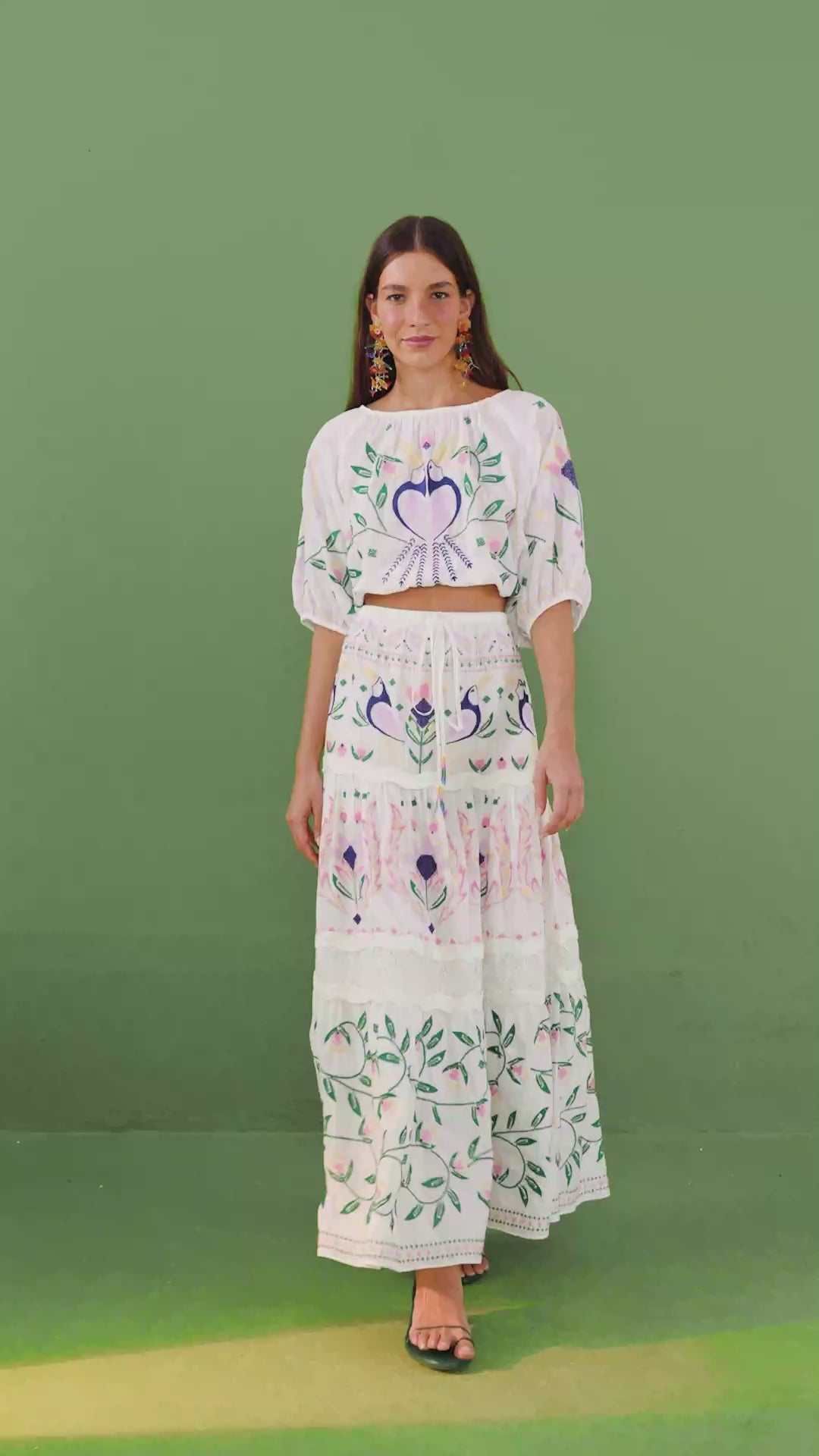 Summer Garden Embroidered Maxi Skirt