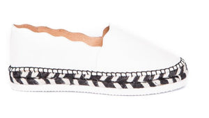 White nappa leather espadrille with braided jute sole