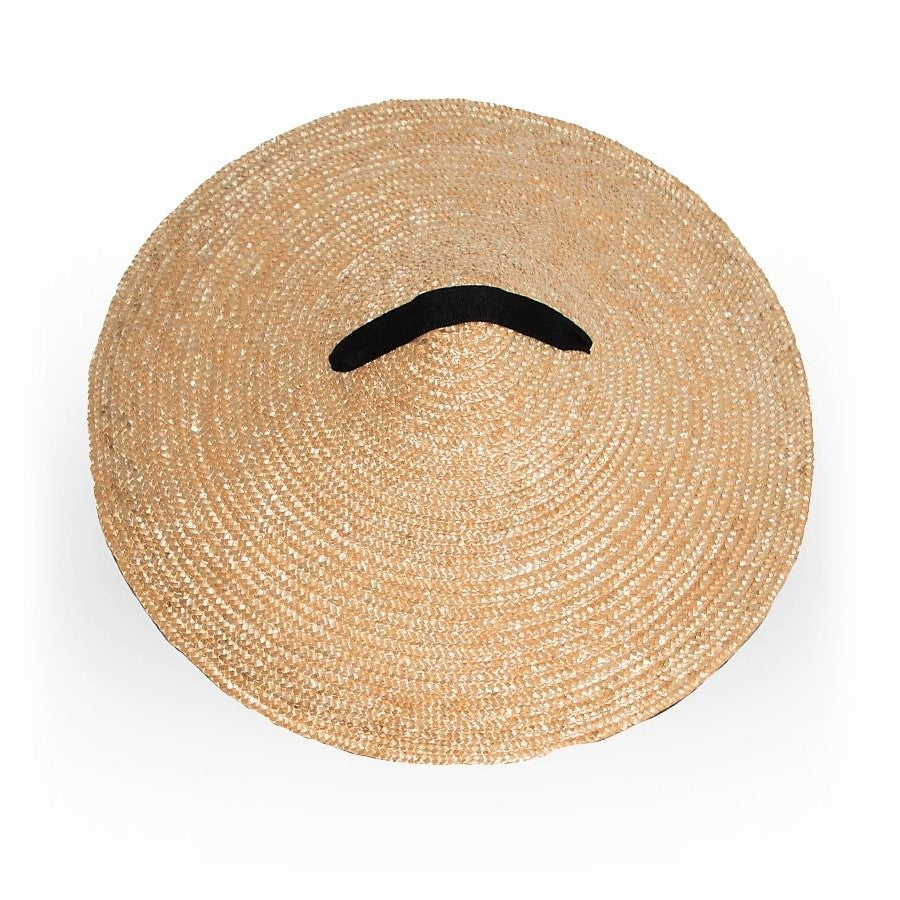Asian conical Handwoven natural wheat straw hat top view