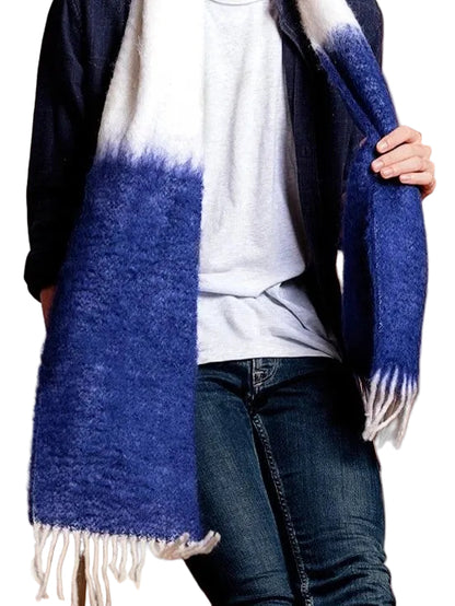  bi-color mohair scarf in blue and white