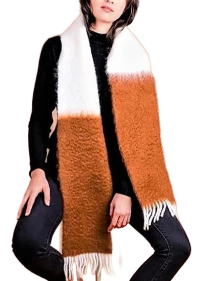  bi-color mohair scarf in bronze  and white
