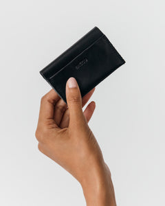 Leather simple credit card holder black